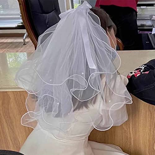 Jonky 2 Tier Led Bride Wedding Veil White Light Up Pencil Edge Bridal Veils With Hair Clip Glowing Party Club Statement Headpieces For Women(Warm) #TOP4