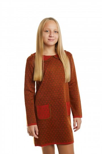 Robe fille en jersey marron Arte Mio avec poches pratiques pour l'école