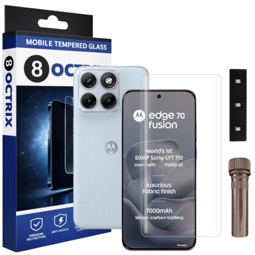 Image of Advanced UV Tempered Glass Screen Protector for Motorola Edge 70 Fusion 5G | Transparent | Pack of 1 | Full Screen Coverage with UV Installation Kit