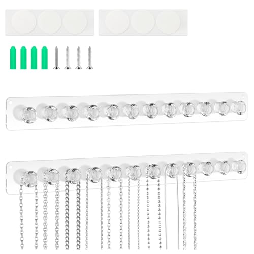 Plushly Halskettenhalter, Wandhalterung, Acryl-Halsketten-Organizer, hängende Schmuckaufbewahrung, Aufhänger mit 12 Haken für Armbänder, Ohrringe, Armreifen, verhedderungsfreies Display, transparent