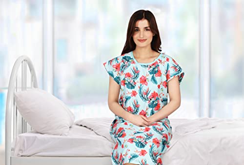 Utopia Care Women's Hospital Gown Soft Comfortable and Stylish Patient Gown, Small-Medium, Floral Blue