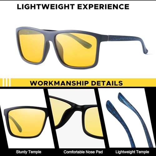 Image of LVIOE Night Vision Glasses for Driving Men Yellow Glasses for Night Driving Anti Glare Polarized N3951