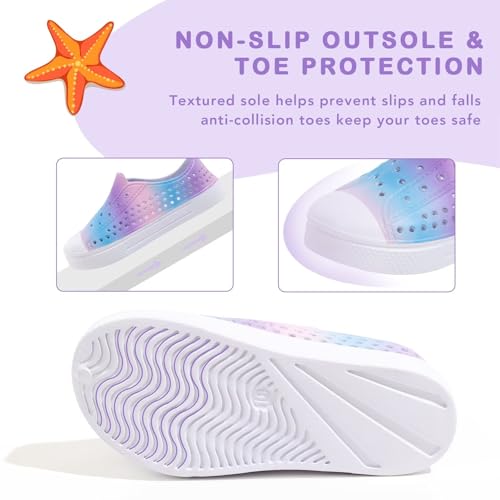 Funcoo Plus Toddler Boys Girls Lightweight Sandals Closed Toe Kids Water Shoes Outdoors Summer Sneakers For Pool Beach Swim Size 12 Purple thumb #3