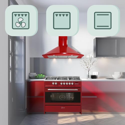 Gasherd Gurari Gas Standherd 90 cm in Rot mit Grillplatte