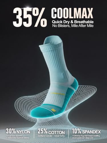 Image of Coolmax Running Socks for Women Stay Dry Cloud Cushioned Compression | Breathble Anti Blister Moisture Wicking Anti odor Seamless toe