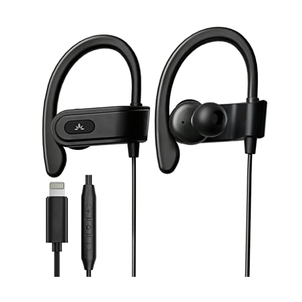 Avantree L171 - Over Ear Lightning Headphones Wired for iPhone, MFi Certified Earbuds, in Line Mic for Clear Calls, Good Sound & Comfortable, Ideal for Sports, Compatible with iPhone 14 13 12 11
