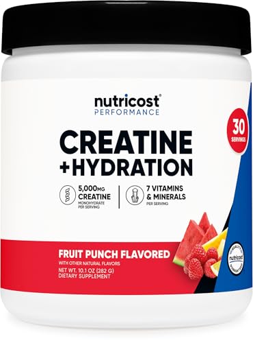 Nutricost Creatine Monohydrate + Hydration Powder (Fruit Punch) 30 Servings