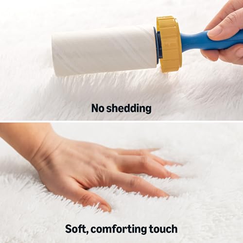 Image of Amazon Basics Fluffy Washable Area Rug, Shaggy Carpet for Living Room, Bedroom, 8' W x 10' L, Cream