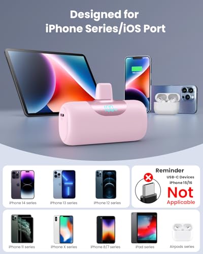 Mini cargador portátil 22.5W PD 5500mAh rosa miniatura 3
