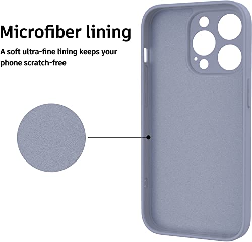 Image of DIZORO Microfiber Square Candy Case Compatible for iPhone 14 PRO, Shockproof Slim Back Cover Liquid Silicone Case (Lavender Grey)