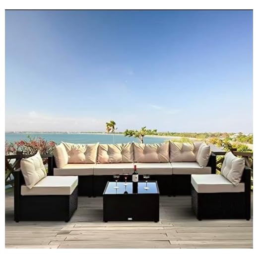 Générique Salon de Jardin Exterieur en Résine Tressée Poly Rotin Salon de Jardin 6 à 8 Personnes Fauteuil en rotin modulable, Entretien Facile