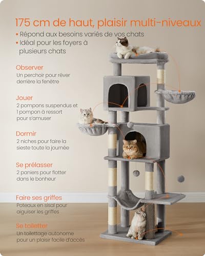 Arbre à chat 175 cm idéal pour protéger vos canapés des griffures - 5