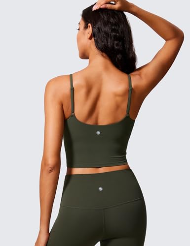 Image of CRZ YOGA Butterlift Scoop Neck Crop Tank Top | Medium Support, Removable Pads, Yoga, Buttery Soft, Adjustable U Back, Longline Sports Bras for Women