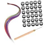 Rayures à plumes élégantes : design à rayures à plumes rehausse coiffure avec un look tendance et à la mode, idéal pour toutes occasions, micro perles, kit d'accessoires pour cheveux à faire -même