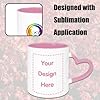 MR.R 11oz Sublimation Blank Coffee Mugs,Cup Blank White Mug Cup with Pink Color Mug Inner and Heart Handle,Set of 2 #2