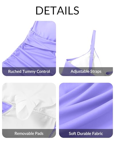 Tempt Me Women One Piece Swimsuit - Tummy Control Bathing Suits Cutout V Neck Twist Front Swimwear2