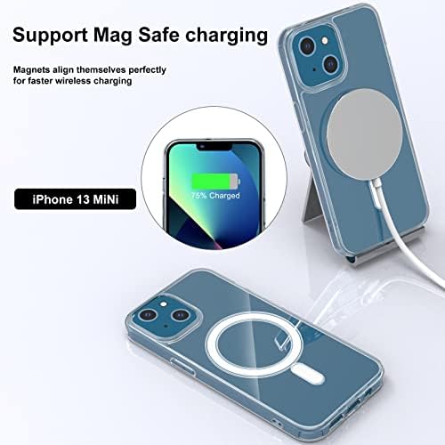 leChivée Clear Magnetic Case Compatible with MagSafe for iPhone 13 Mini, with Built-in Magnetic Circle,Drop Protection, Yellow Resistant,Shockproof PC Transparent Phone Protective Cover (5.4)
