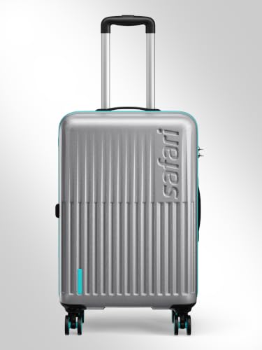 Image of Safari Medium Astra Neo 8 Wheels 66cm Size Check-in Trolley Bag, Hard Case Polycarbonate, 360 Degree Wheeling Luggage for Men & Women, Travel Bag, Suitcase for Travel, Silver