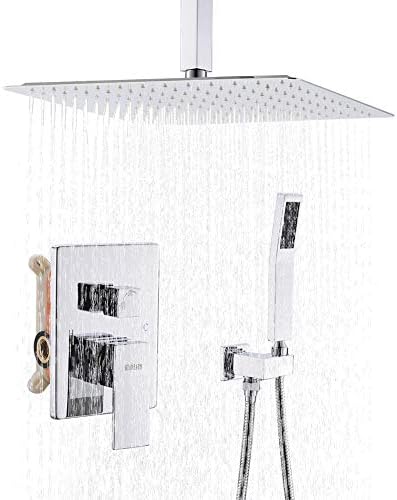 Shower System, STARBATH Shower Faucet Set with 6-Setting Rain Shower Head and 9-Setting Handheld Shower Faucets Sets Complete Wall Mounted, 3 Way Pressure Balance Shower Valve and Trim Kit Shower Valve and Trim Kit
