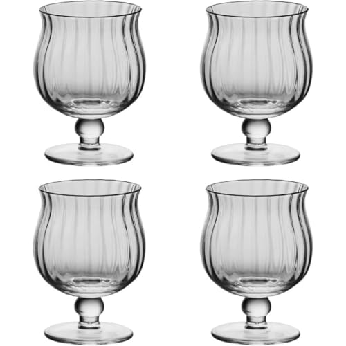 バー創意 酒具 高脚 クリスタルガラスコーヒーカップ 波紋果汁 甘酒果実グラス (4個)