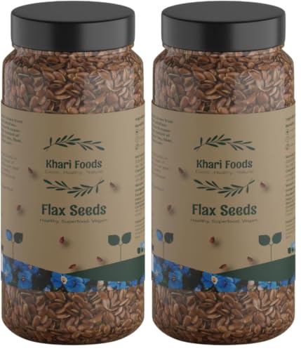 Image of Khari Foods Organic Flax Seeds 1kg, Fat Loss, Omega 3 & Anti-oxidants Rich, Gluten Free (Pack of 2)