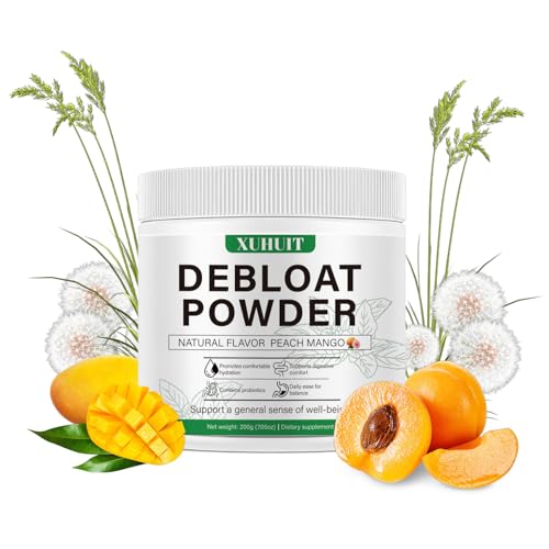 YFDSRF Digestive Support Powder for Occasional Bloating Relief with Vitamin C Dandelion Root & Horsetail Extract Natural Peach Mango Flavor Non-GMO 200g (7.05oz) for Women & Men (1)