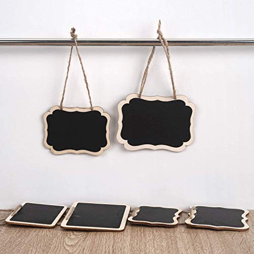 Image of CVANU 15 Pcs Mini Chalkboards Signs Hanging Rectangle Chalkboards Double Sided Blackboard Message Board Hanging Signs for Weddings, Kids Crafts C-1