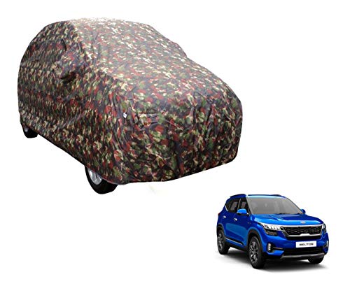 Image of Auto Hub Car Cover Compatible with Kia Seltos (Model-2019-2025) with Weather Proof, Triple Stitched, Seltos Car Cover Jungle Look