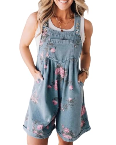 Peto para mujer floral con pierna ancha y mono vaquero bohemio