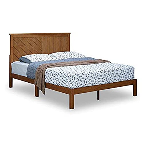 MUSEHOMEINC Solid Wood Platform Bed with Headboard for Bedroom,Wood Slat