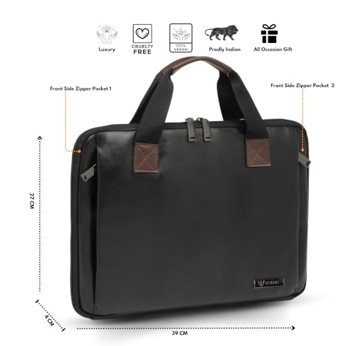 Image of VISMIINTREND Laptop Briefcase Messenger Shoulder Office Hand Bags for Men Women | Fits 13 inch /14 inch /15.6 Inch Laptops, Macbook | Vegan Leather | Corporate Gifts
