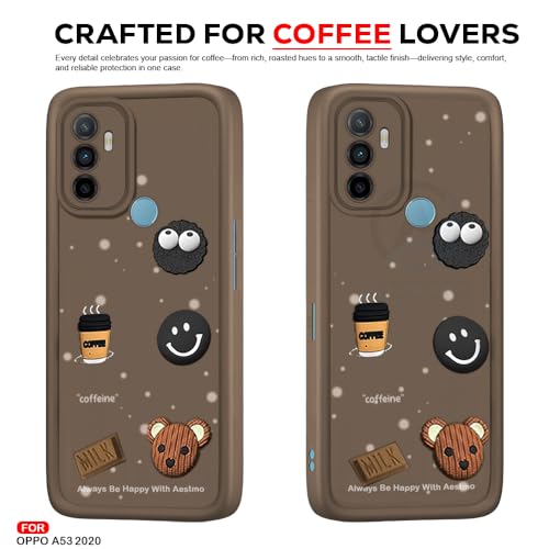 Image of AESTMO Back Case Cover for Oppo A53 2020 Cover | Cute Fun Cartoon 3D Ball | Coffee Silicone Case | Full Body Protection | Camera Protection Back Cover for Oppo A53 2020 (Brown)