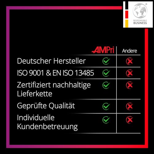 AMPRI Biologisch abbaubare Nitrilhandschuhe, schwarz, 100 Stück/Box, Größe L, puderfrei, Nature Gloves by Med-Comfort: Nitril Einmalhandschuhe in den Größen XS, S, M, L, XL erhältlich