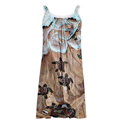 Dress For Women, Women's Summer Casual Sleeveless Marine Life Print Midi Dresses Sun Dresses For Beach Wedding Party #TOP2