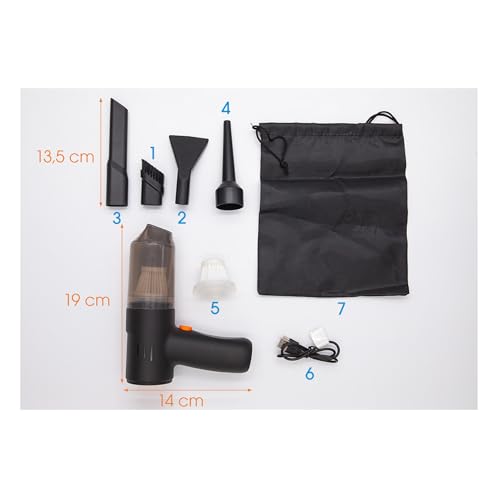 LIVINGTON PocketVac - Doppelpack - Akku Handstaubsauger mit Gebläse - kabelloser Auto-Staubsauger inkl. Aufsätze, USB-C Kabel, Aufbewahrungstasche & Filter