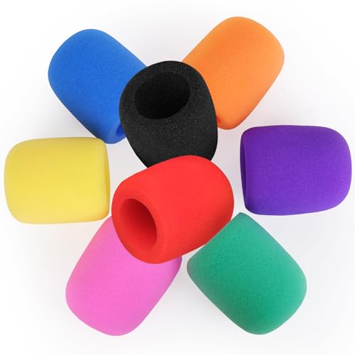 ChromLives Colorful Microphone Cover Microphone Windscreen Foam Cover Top Grade 8 Pack