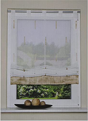 Store bateau avec cordon de serrage semi-transparent blanc/beige 140 x 140 cm Cover