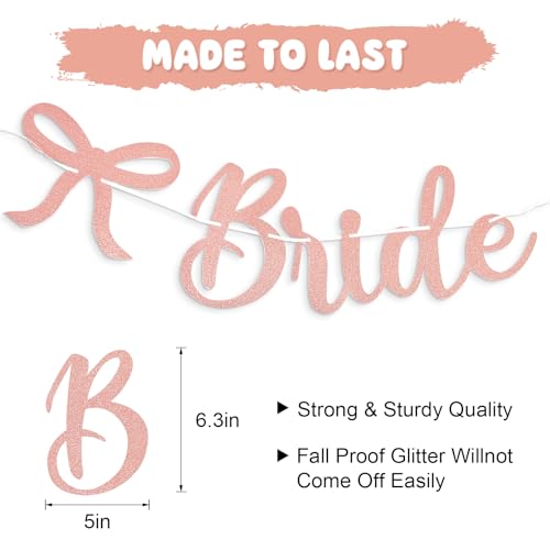 Image of Bride to Be Banner, Rose Gold Bride to Be Bow Glitter Bachelorette Banner