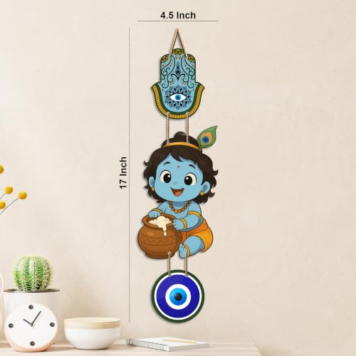 Image of Artvibes Laddu Gopal Evil Eye Wall Decor for Home and Office | Nazar Suraksha Hanging for Entrance Temple Living Room | Spiritual Vastu Good Luck Decorative Gift (WH 8572N)