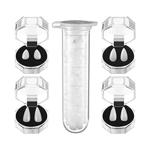 ipobie Kit de 4 pares de dentes falsos de vampiro, dentaduras postiças de Halloween para festa de fantasia suporte dentes de festa de Halloween