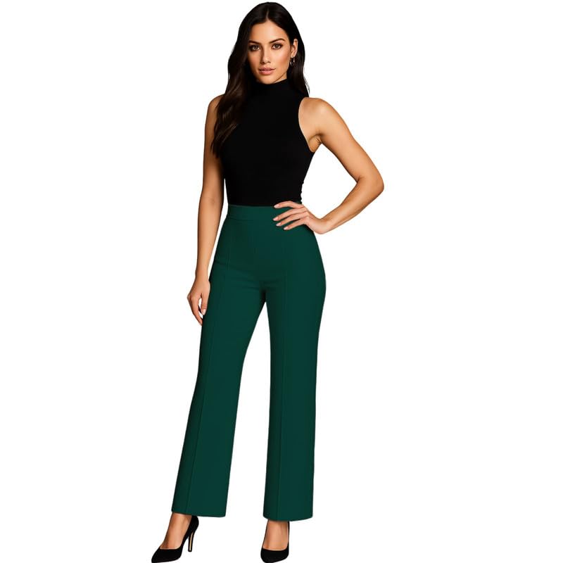 Women's High-Rise Wide Leg Tailored Trousers - Professional Business Office Dress Pants with Center Crease-image-48