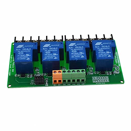 Reland Sun-30A 1 2 4 Channel Relay Module High Low Level Trigger Isolation Load with Optocoupler DC 30V AC 250V 30A PLC Industrial Control for Automation Equipment Control (4-Channel 24V)