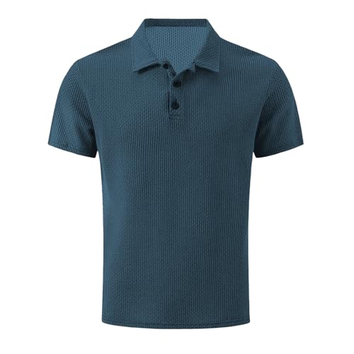 Breeze Capri Polo Shirt for Men Breeze Capri Polo Shirt for Men Wearbreeze Beer Belly Short Sleeve Wear Collared Textured Shirts Quick Dry Golf Casual Dark Blue XL