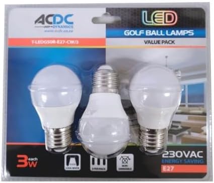E27 3W 230VAC Warm Golf Ball LED Lamp, White