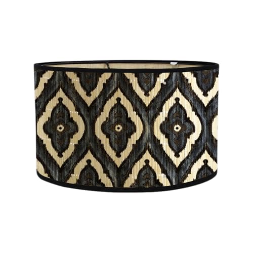 Paralume E27 in bambù, 30 cm, vintage, paralume decorativo, adatto per lampada a sospensione, lampada da terra, lampada da tavolo, lampada da parete, verde geometrico