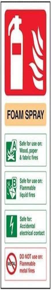 V Safety 11012AJ-S Foam Spray Id Electrical Safe Fire Extinguisher Sign - Portrait - 100mm x 280mm - Self Adhesive Vinyl, Beige/Black/Green/Red