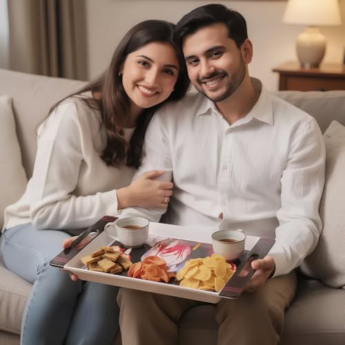 Image of U.P.C Tray Set for Serving Snacks, Multi-Use Nashta Plate & Kitchen's Tea Tray, Perfect Tray Sets for Hosting Guests at Home, Serving Tray Set of 2, Trays for Kitchen. (VIL63)