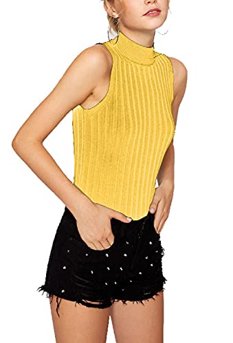 Nicetage 2025 Ribbed Sweater Tank Tops for Women Knit Mock Neck Top Sleeveless Shirts Summer Casual Basic Vest Tanks2