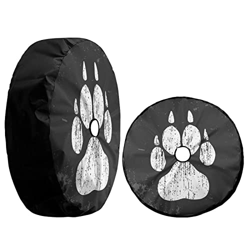 Image of Delerain Spare Tire Cover with Backup Camera Hole Dog Paw Print Wheel Covers Waterproof Dust-Proof UV Sun Universal Fit for RV Trailer RV SUV Truck (18 Inch for Diameter 32 inch-34 inch)