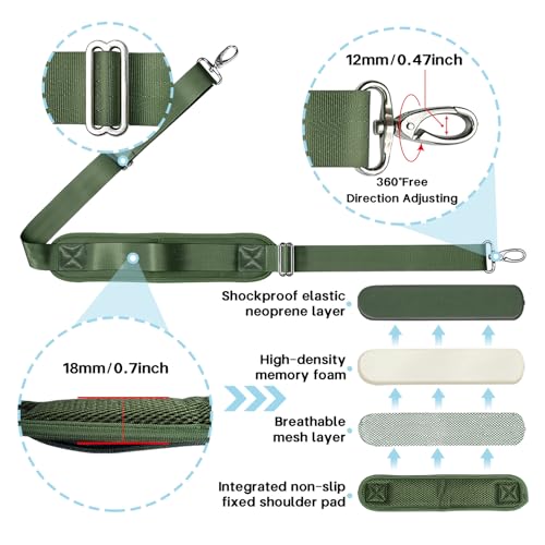 Image of Shoulder Strap for Bag Universal Replacement 58 inch /67 inch Fixed Padded Adjustable Buckle Heavy Duty Shoulder Strap
